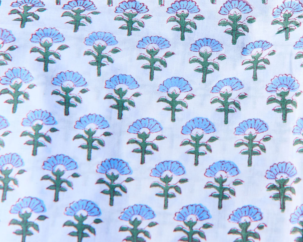 Spring 26 Cushion — Floral Mix Pale Blue Frill