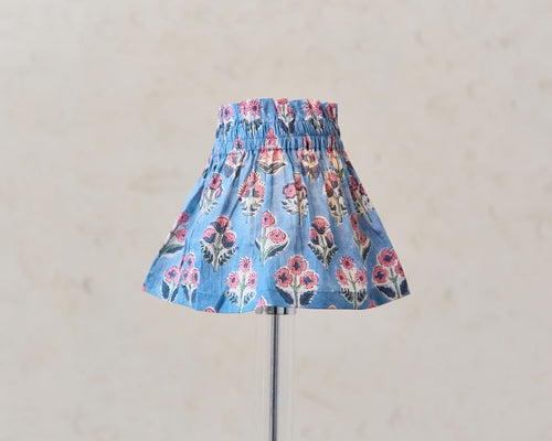 Cottage Light Dolly Cover — Dusty Pink/Blue Elasticated, size Very Small (10-18 cm top diameter (wall lights))