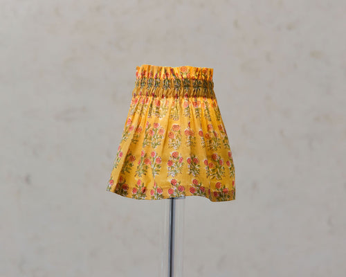 Cottage Light Dolly Cover — Motif Yellow Piped Elasticated, size Very Small (10-18 cm top diameter (wall lights))