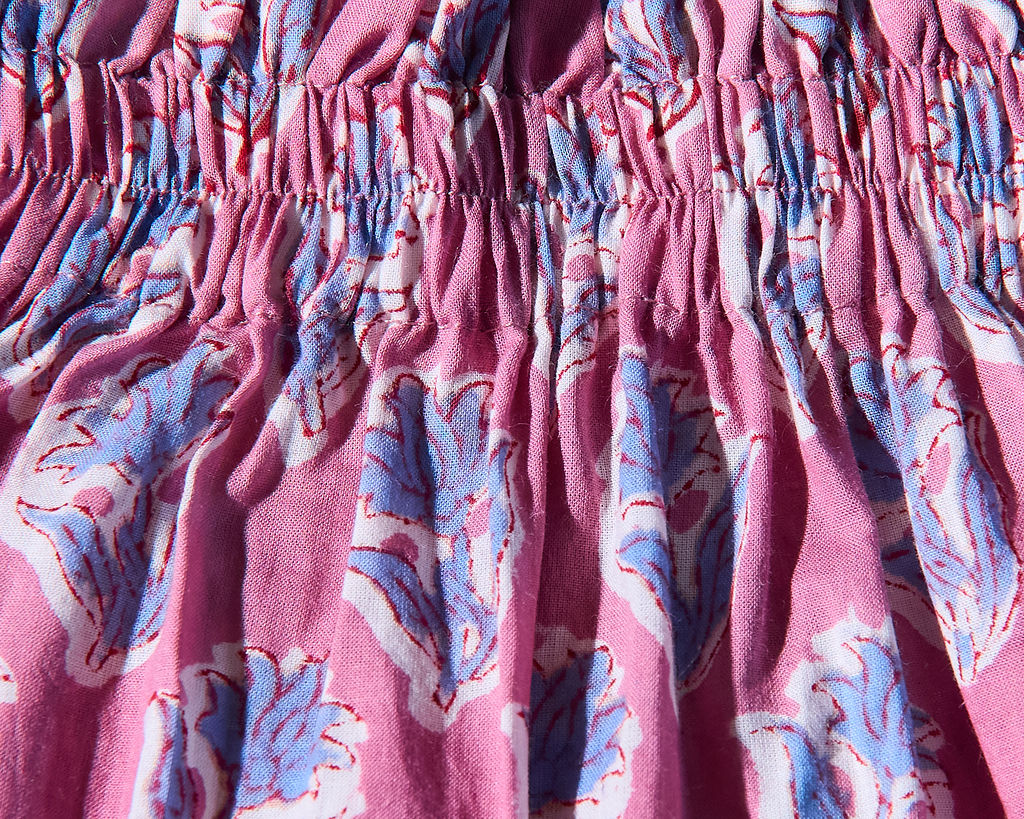 Cottage Core Cushion — Dusty Pink/Blue Piped