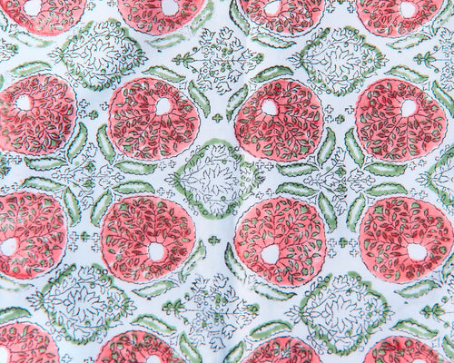 Cottage Core Cushion - Pattern Grey/Green Piped
