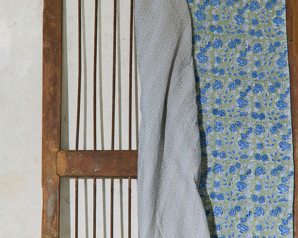 Handcrafted Kantha Throw — Brights, size 60 x 90 inches (152 x 229 cm)