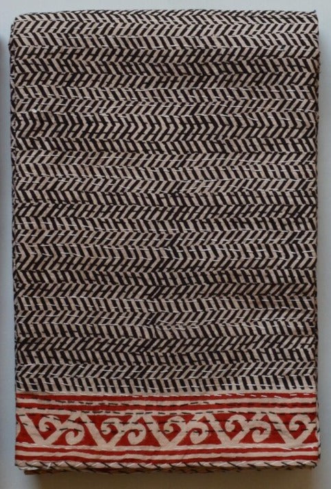 Handcrafted Kantha Throw - Blacks and Creams