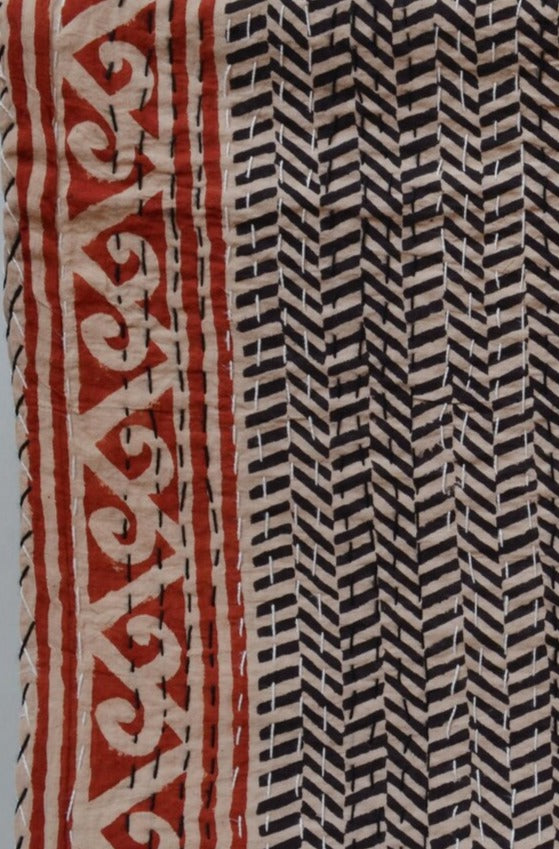 Handcrafted Kantha Throw - Blacks and Creams