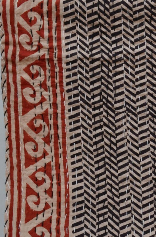 Handcrafted Kantha Throw - Blacks and Creams