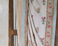 Handcrafted Kantha Throw — Florals Blue, size 60 x 90 inches (152 x 229 cm)