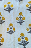 Handcrafted Kantha Throw - Marigold and Grey