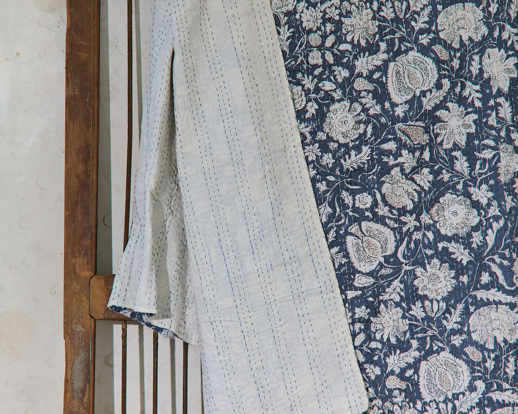 Handcrafted Kantha Throw — Multi Lights, size 60 x 90 inches (152 x 229 cm)
