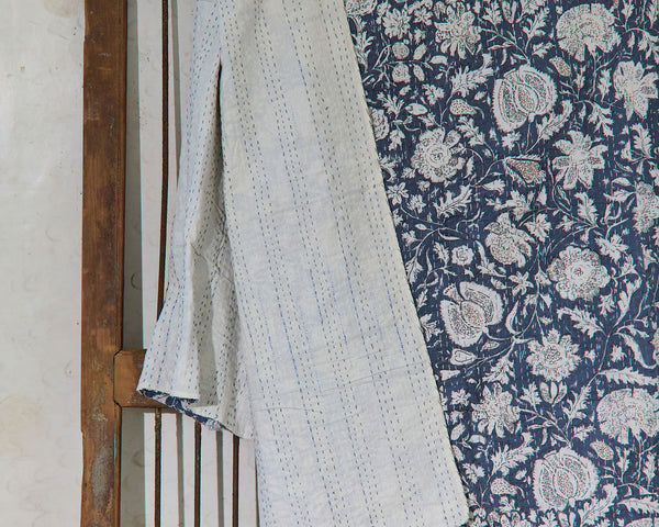 Handcrafted Kantha Throw — Multi Lights, size 60 x 90 inches (152 x 229 cm)