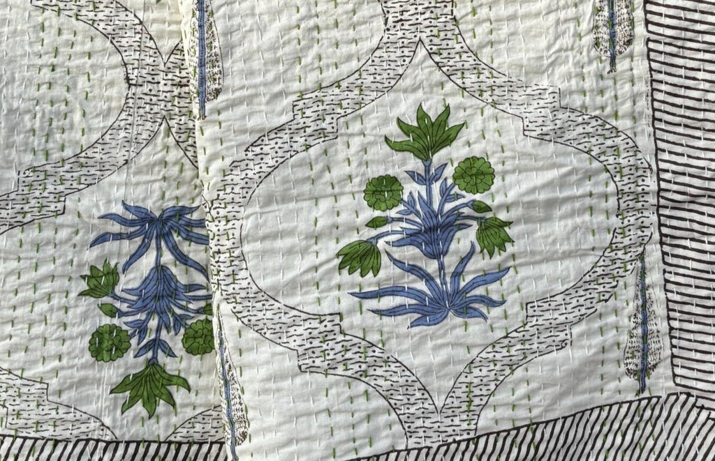 Handcrafted Kantha Throw — Multi Neutrals