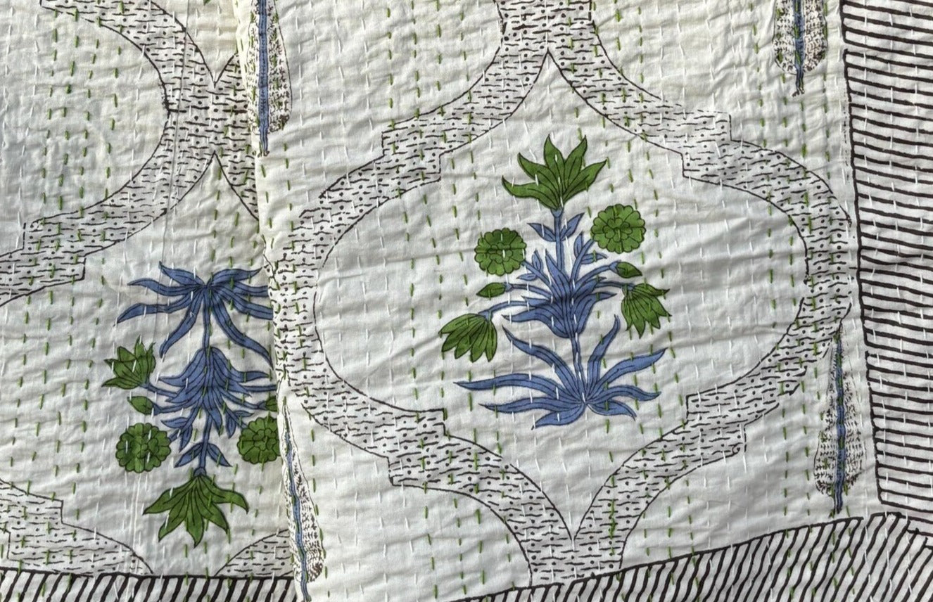 Handcrafted Kantha Throw — Multi Neutrals