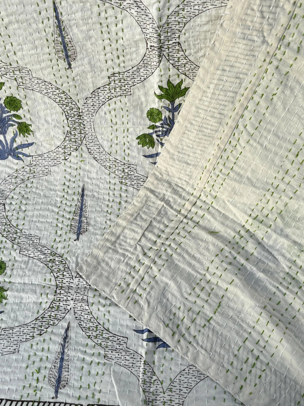 Handcrafted Kantha Throw — Multi Neutrals
