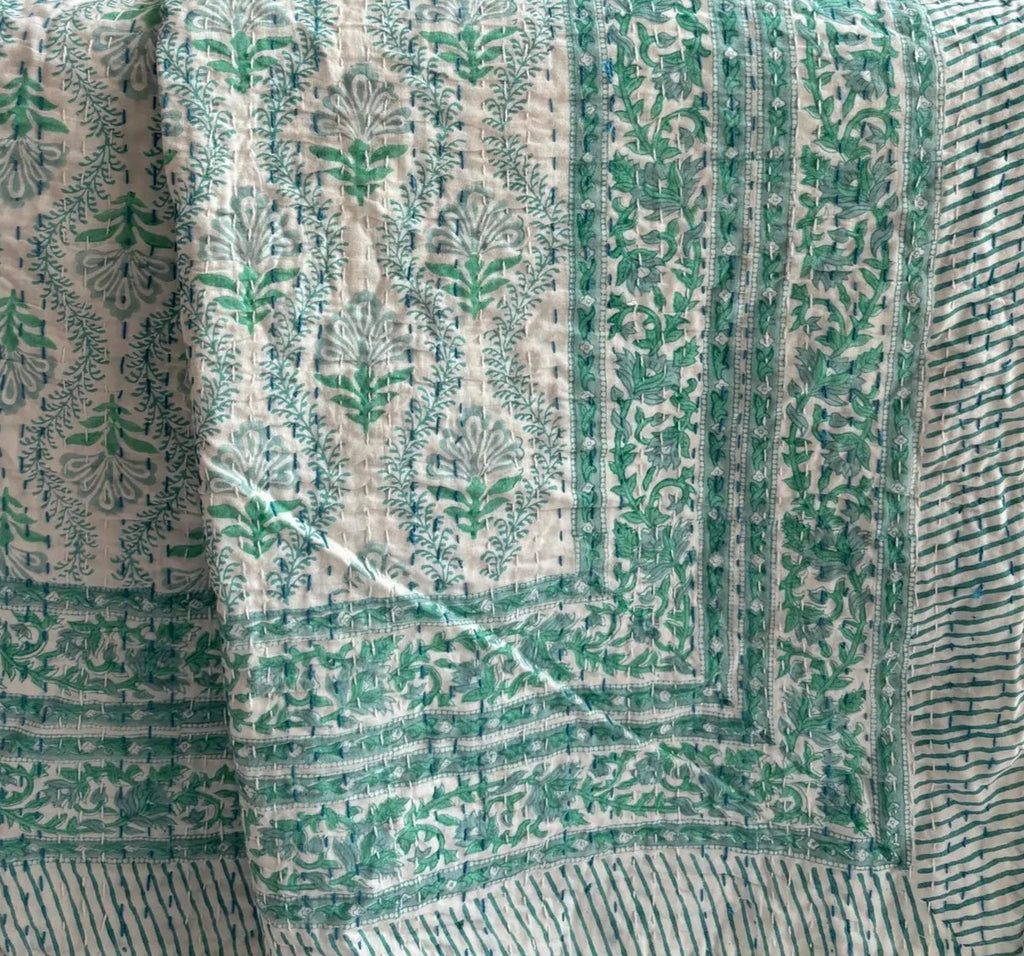 Handcrafted Kantha Throw — Paisley Brights