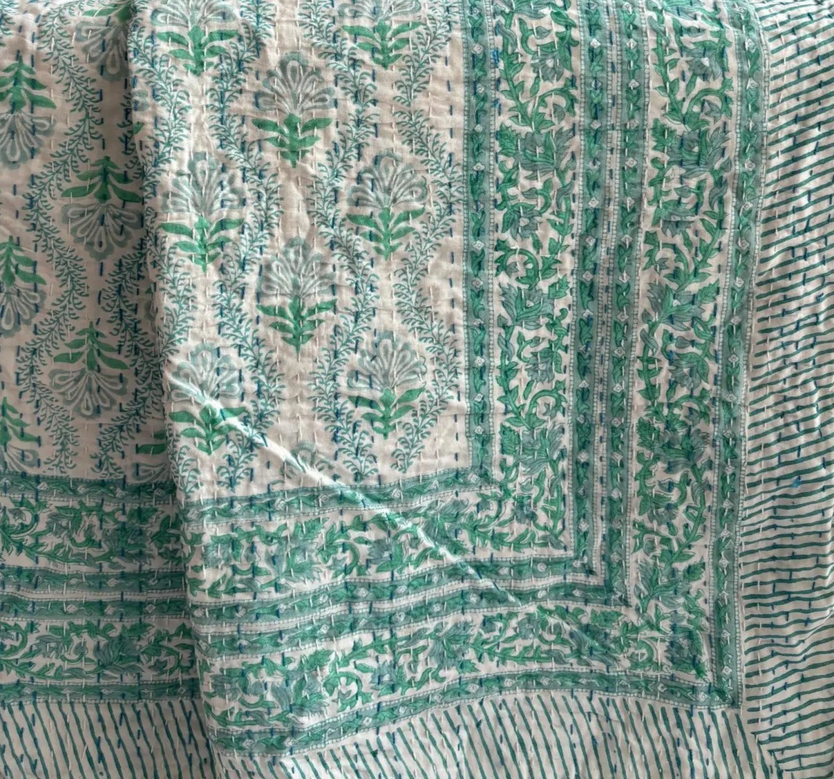 Handcrafted Kantha Throw — Paisley Brights