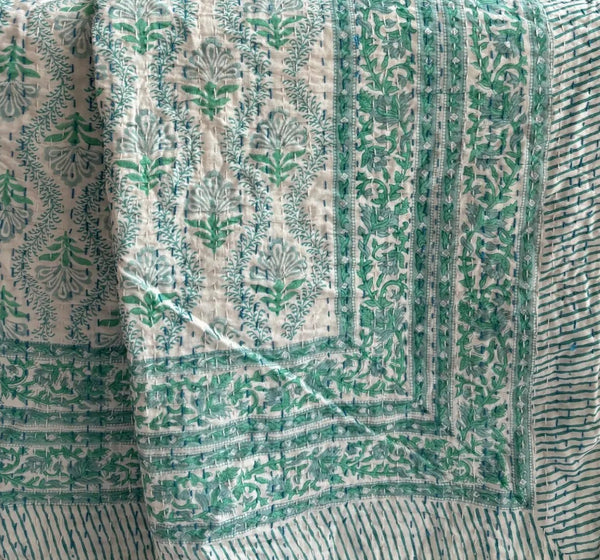 Handcrafted Kantha Throw — Paisley Brights