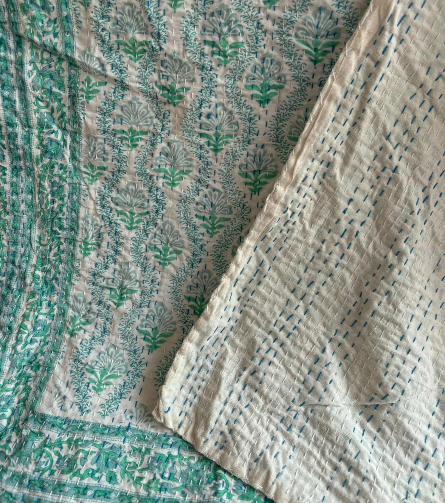 Handcrafted Kantha Throw — Paisley Brights