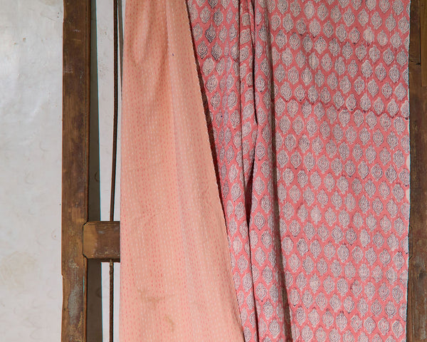 Handcrafted Kantha Throw — Paisley Pinks, size 60 x 90 inches (152 x 229 cm)