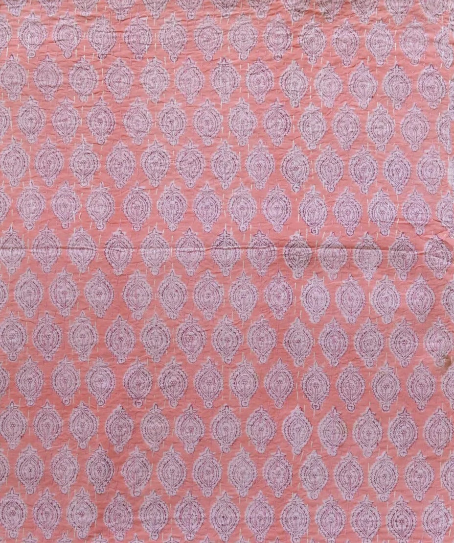 Handcrafted Kantha Throw — Paisley Pinks