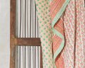 Cotton Razai Quilt — Floral Geometric Peaches & Green (King + Pillow Cases), size King (229 x 274 cm) + 2 Pillow Cases