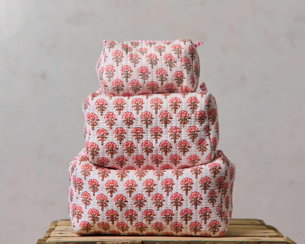 Spring 26 Quilted Bag Organisers (Set of 3) — Floral Mix Pink Frill
