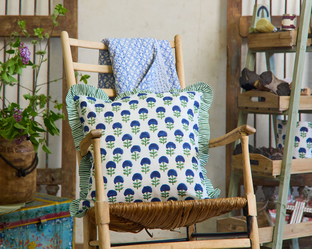 Spring 26 Cushion - Floral Green Frill