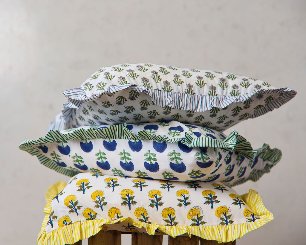 Spring 26 Cushion - Floral Green Frill