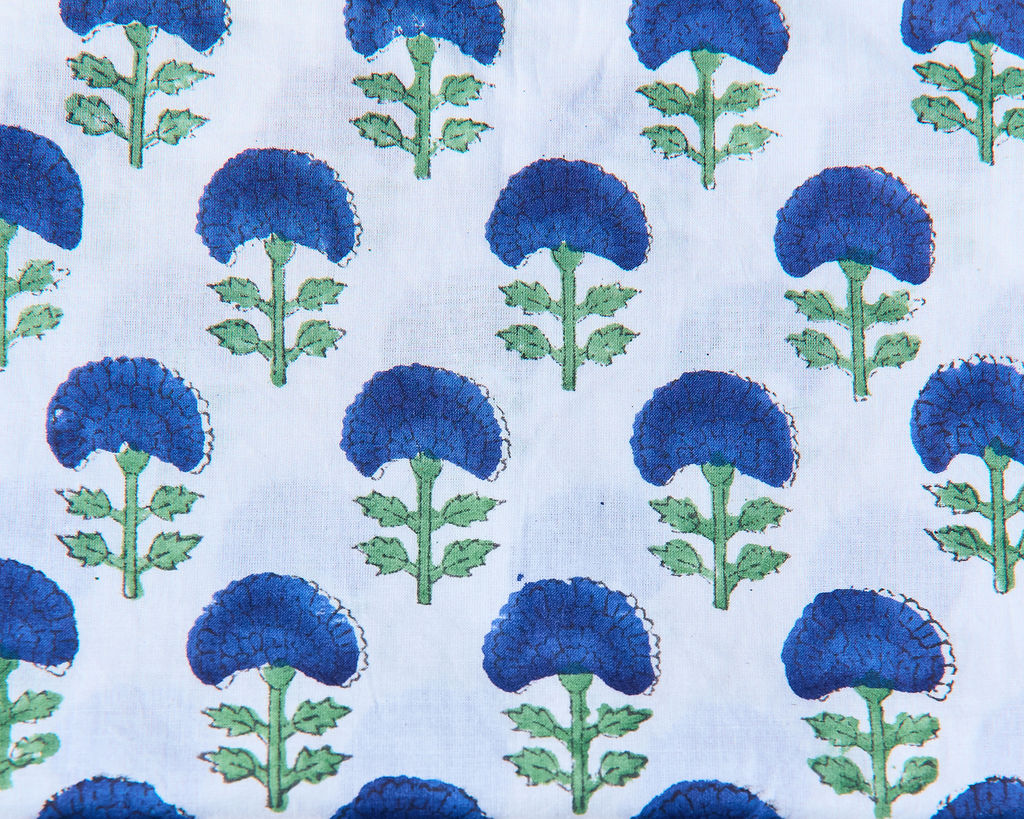 Spring 26 Cushion — Floral Dark Blue Frill