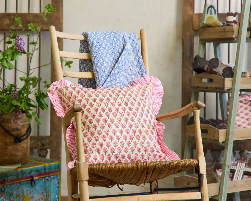 Spring 26 Cushion — Floral Pink Frill