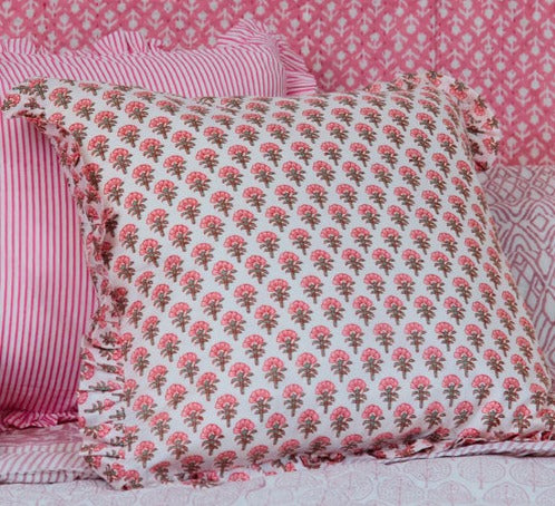 Spring 26 Cushion — Floral Pink Frill