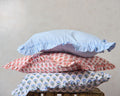 Spring 26 Cushion — Floral Mix Pale Blue Frill (Feather Filled), 45 x 45 cm