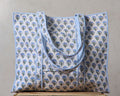 Spring 26 Quilted Tote Bag — Floral Mix Blue Frill, L18" x W5.5" x H18"